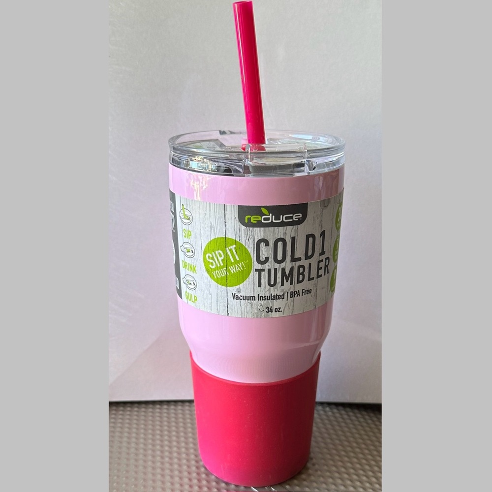 Reduce Pink 34oz Vacuum Insulated 3-In-1 Lid Cold1 Tumbler